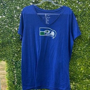 Blue Seattle Seahawks V Neck T-Shirt